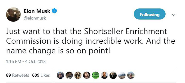 Elon Musk vừa đăng tweet xỏ xiên Ủy ban Chứng khoán Mỹ, cổ phiếu Tesla ngay lập tức giảm 2% - Ảnh 1. Elon Musk vừa đăng tweet xỏ xiên Ủy ban Chứng khoán Mỹ, cổ phiếu Tesla ngay lập tức giảm 2% - Ảnh 1.